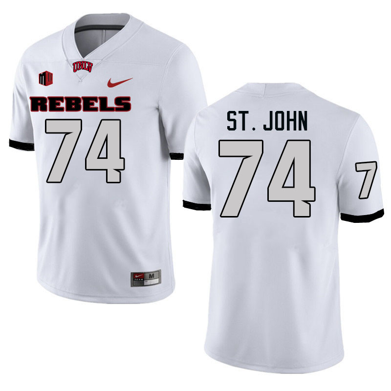 Men #74 Jalen St. John UNLV Rebels College Football Jerseys Stitched-White